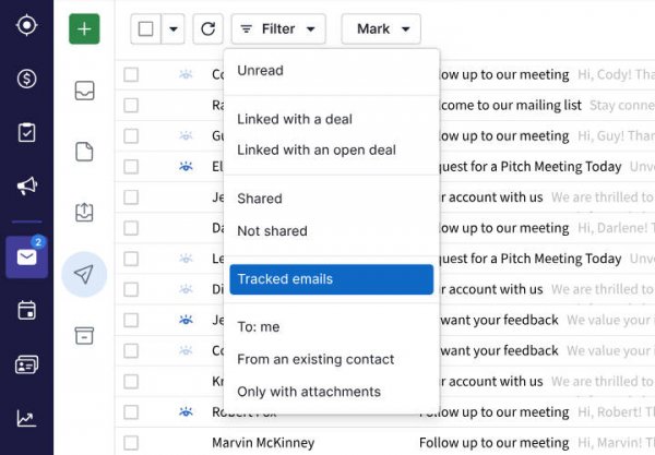 CRM email tracking and communications